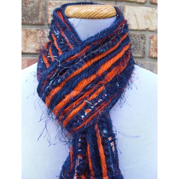 AUBURN TIGERS Scarf Handmade War Eagle Game Day Orange Blue Eyelash Yarn - Picture 6 of 6